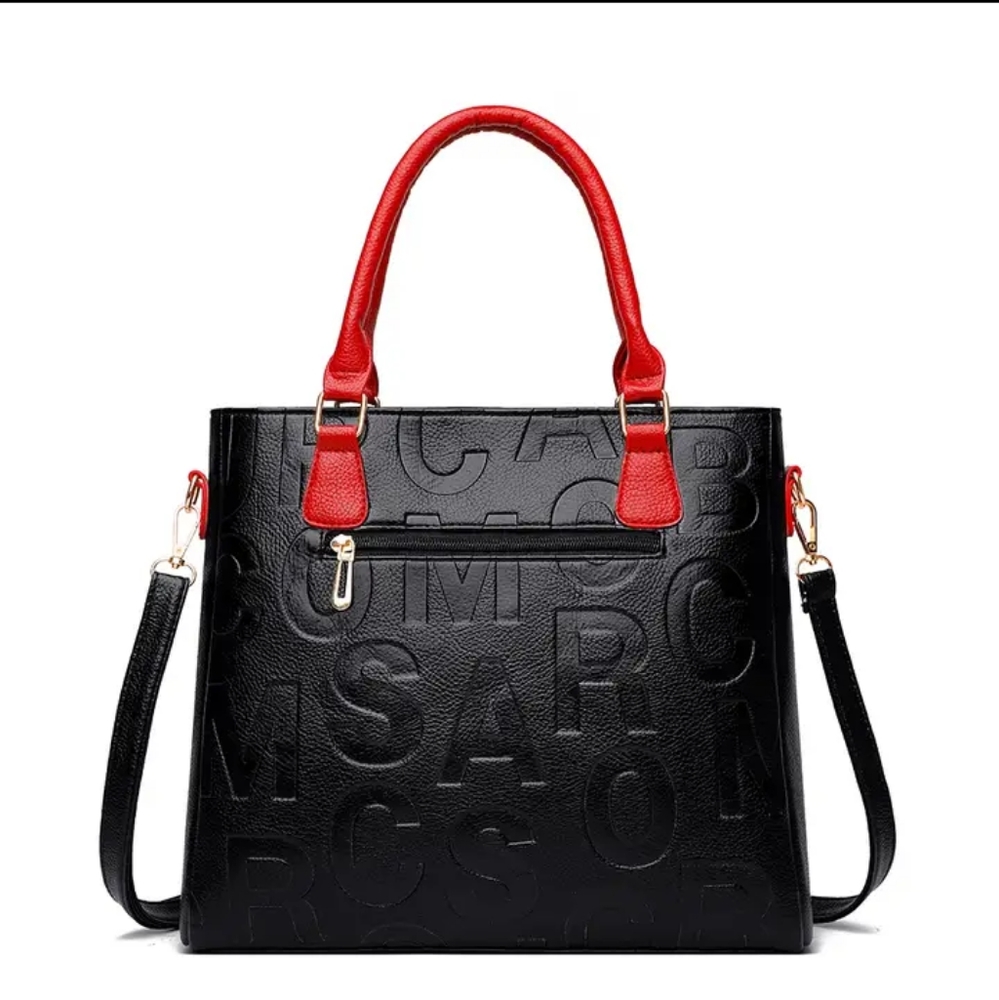 NEW DESIGNER INSPIRED Letter Leather Handbag & Matching Clutch - Picture 4 of 14